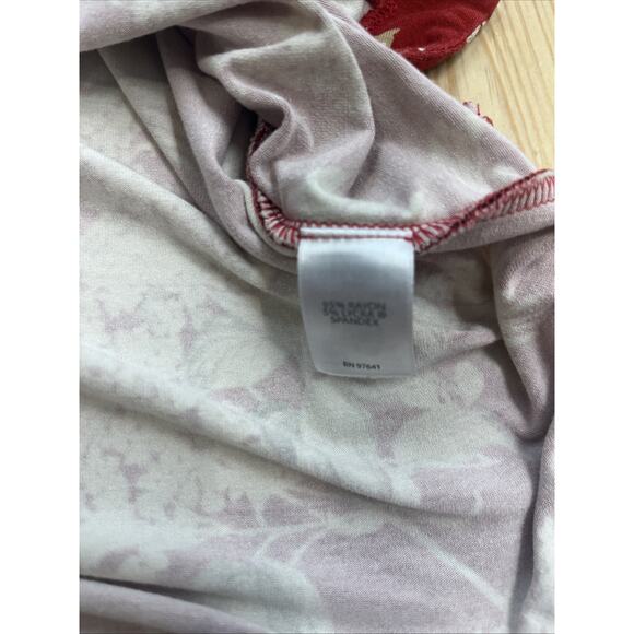 J Jill Wearever Womens Floral Tank Top Red Beige Boho Cottagecore Travel M - Picture 7 of 7